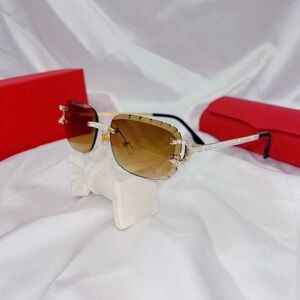 2025 Diamond Cut Rimless Square Sunglasses Unisex Luxury Rhinestone UV400 Shinny